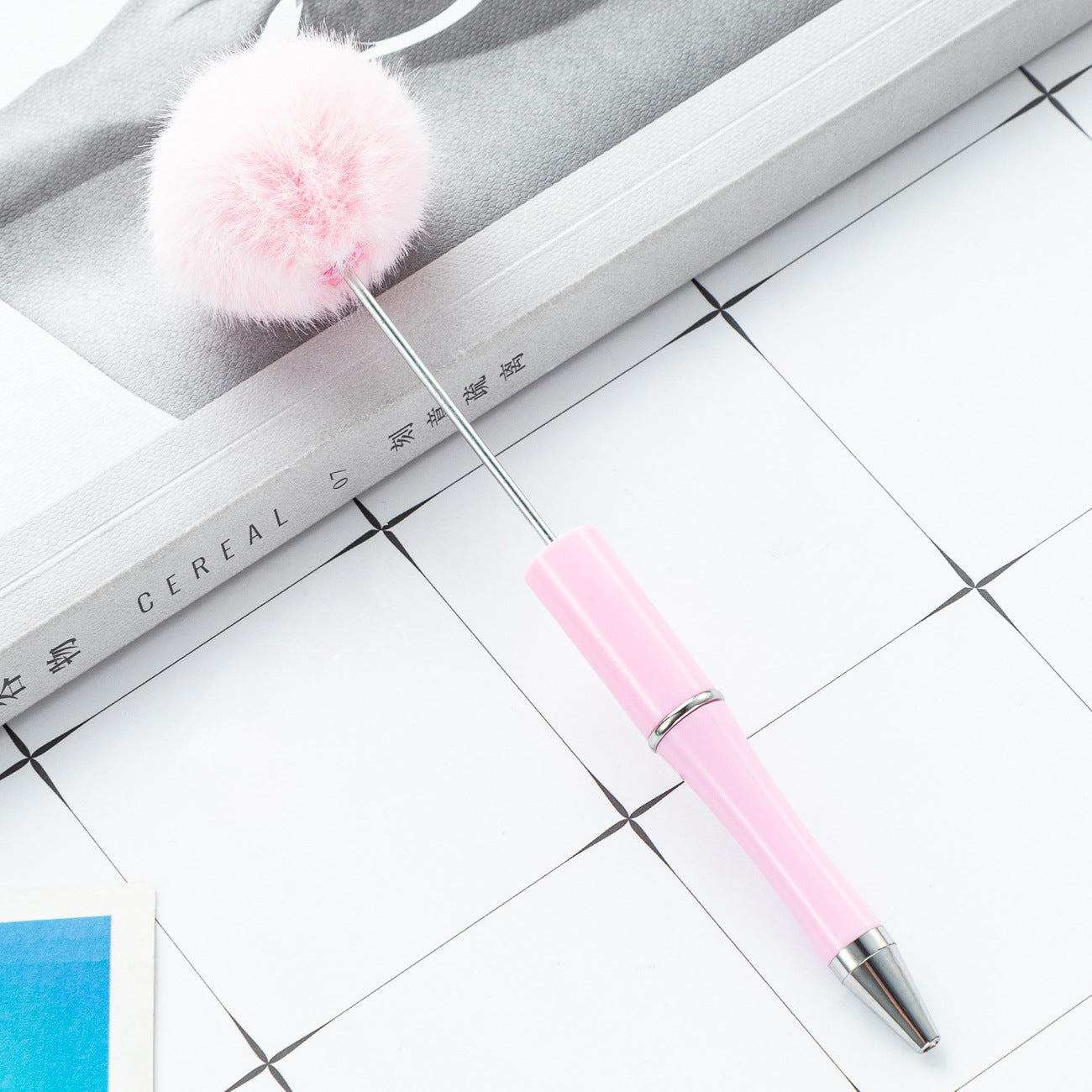 Wholesale Fluffy Pens Pompom Beadable Pens for DIY